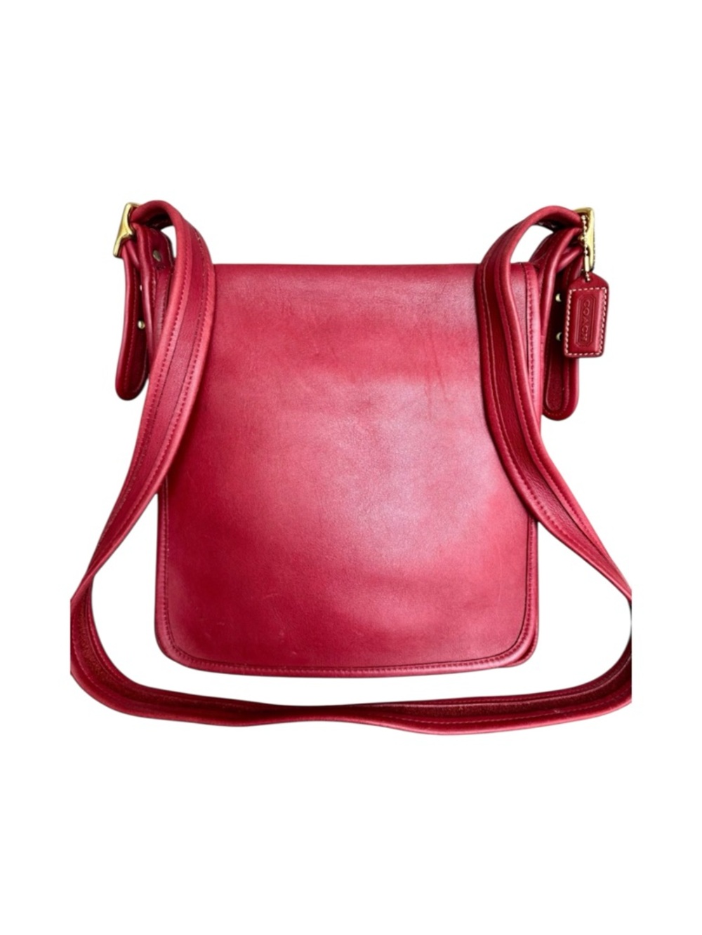 Rare Coach Vintage Red Leather Flap Bag Messenger Y2K Shoulder Bag Crossbody - Picture 3 of 17
